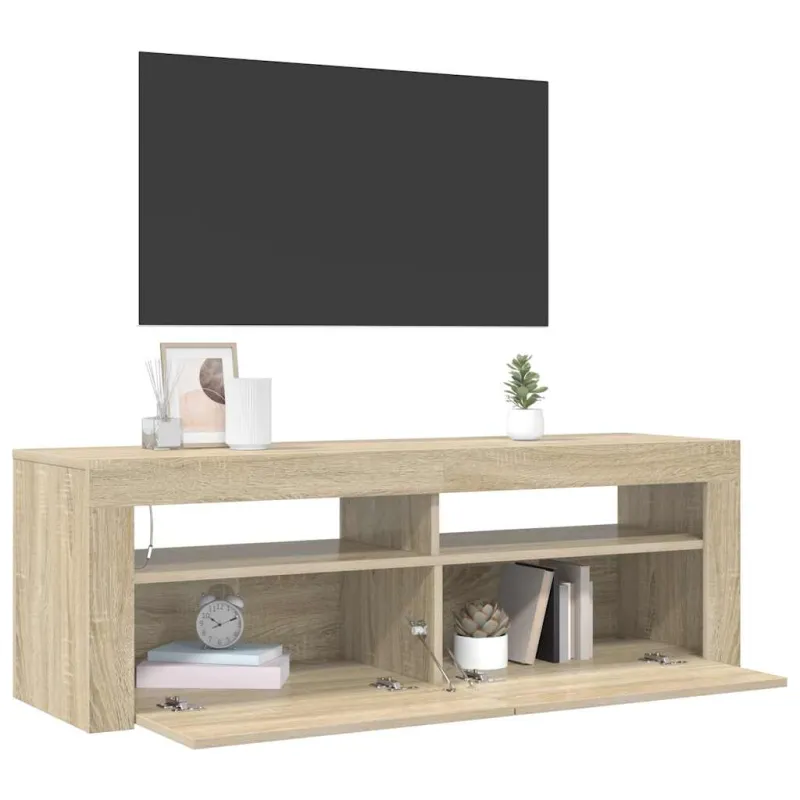 Televizoriaus spintelė su LED apšvietimu, ąžuolo, 120x35x40cm