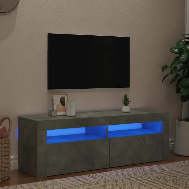 TV spintelė su LED apšvietimu, betono pilka, 120x35x40 cm