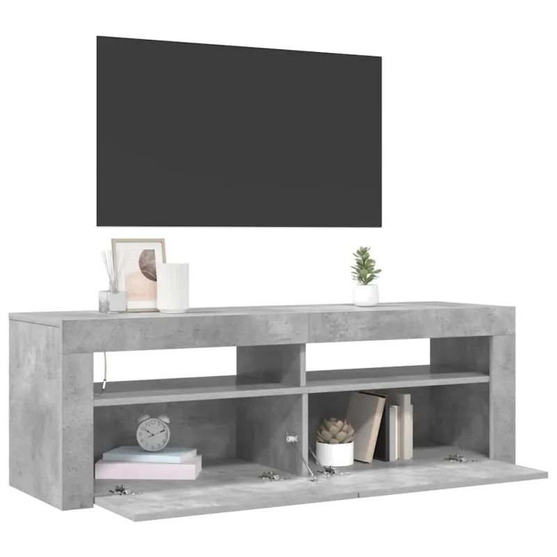 TV spintelė su LED apšvietimu, betono pilka, 120x35x40 cm