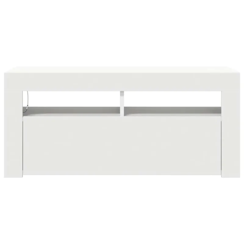 Televizoriaus spintelė su LED apšvietimu, balta, 90x35x40cm
