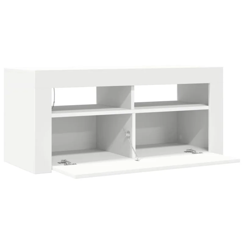Televizoriaus spintelė su LED apšvietimu, balta, 90x35x40cm