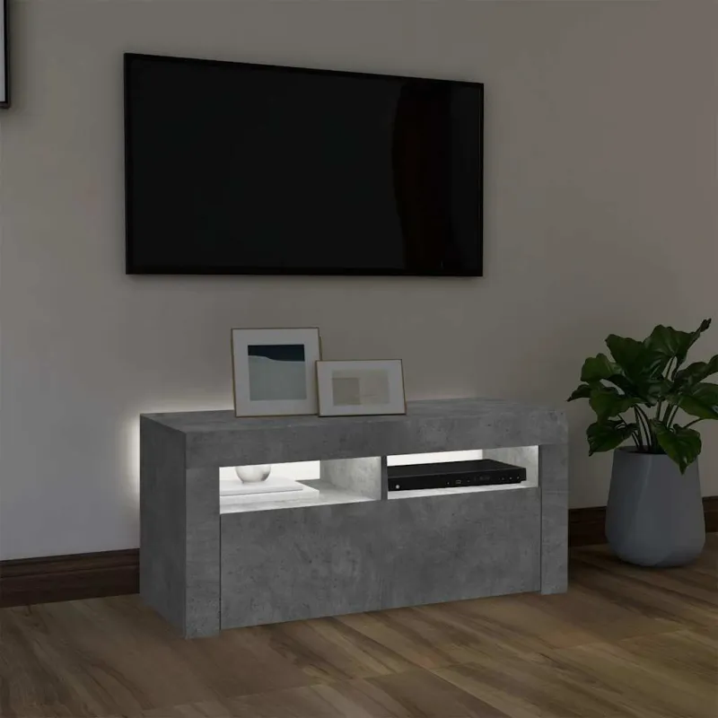 TV spintelė su LED apšvietimu, betono pilka, 90x35x40cm