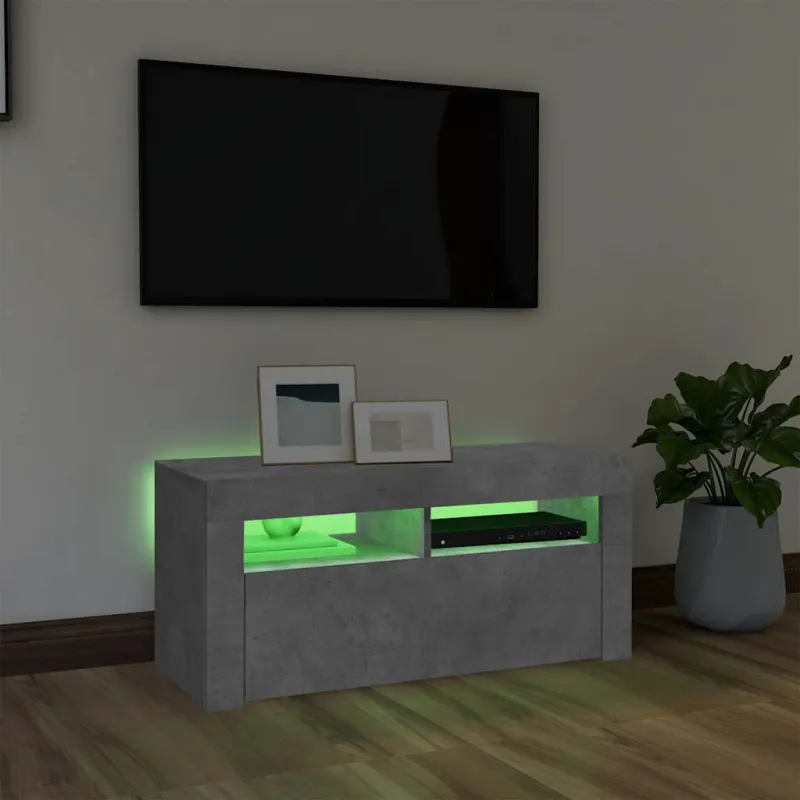 TV spintelė su LED apšvietimu, betono pilka, 90x35x40cm