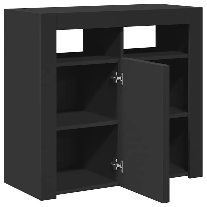 Šoninė spintelė su LED apšvietimu, juodos spalvos, 80x35x75cm