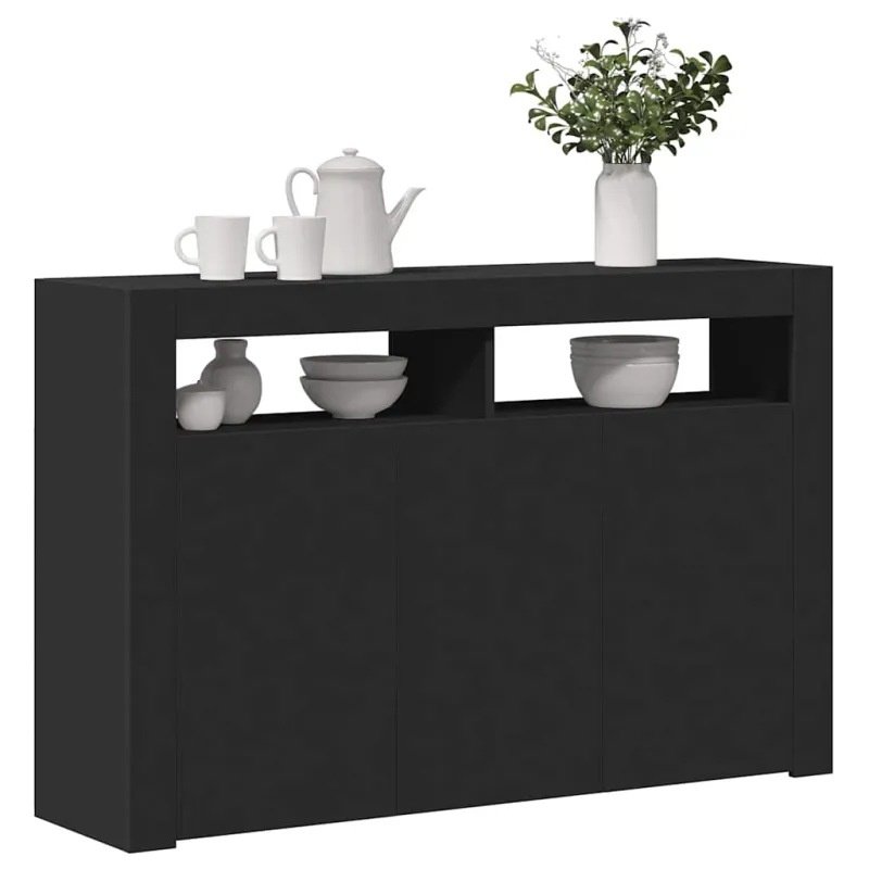 Šoninė spintelė su LED apšvietimu, juoda, 115,5x30x75cm