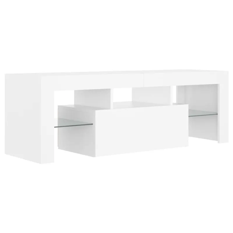 Televizoriaus spintelė su LED apšvietimu, balta, 120x35x40cm