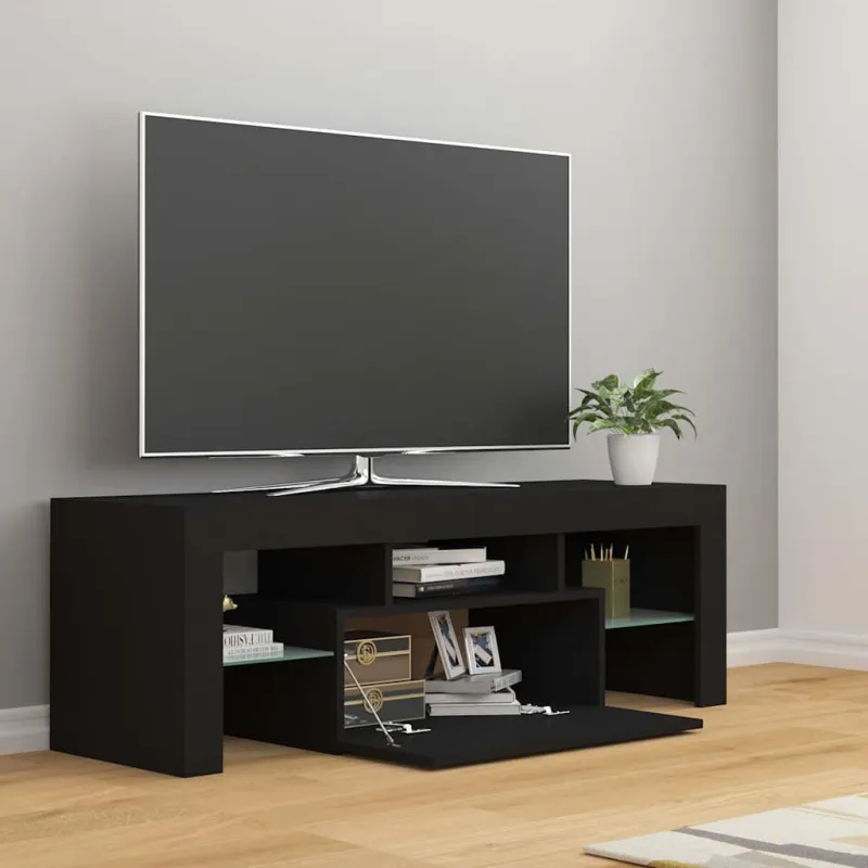 Televizoriaus spintelė su LED apšvietimu, juoda, 120x35x40cm
