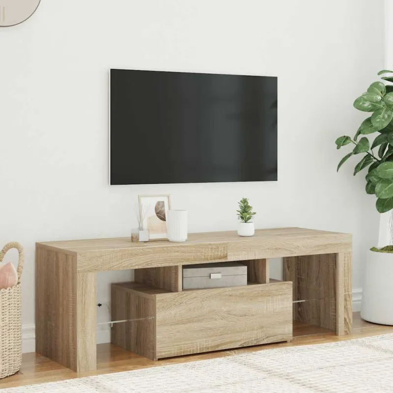 Televizoriaus spintelė su LED apšvietimu, ąžuolo, 120x35x40cm
