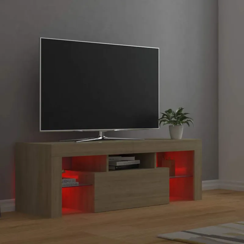 Televizoriaus spintelė su LED apšvietimu, ąžuolo, 120x35x40cm