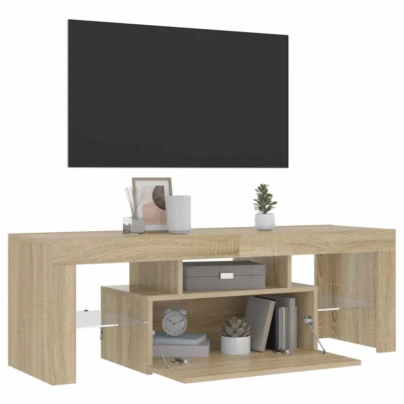 Televizoriaus spintelė su LED apšvietimu, ąžuolo, 120x35x40cm