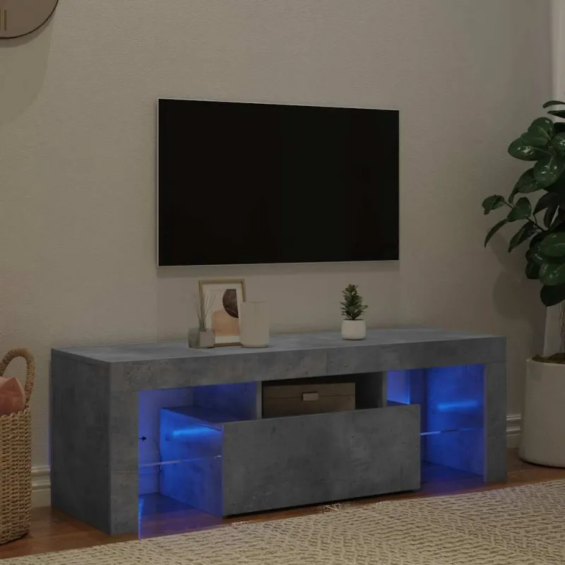 TV spintelė su LED apšvietimu, betono pilka, 120x35x40cm