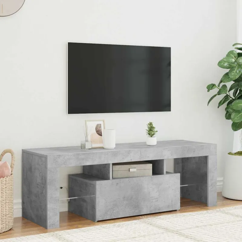 TV spintelė su LED apšvietimu, betono pilka, 120x35x40cm