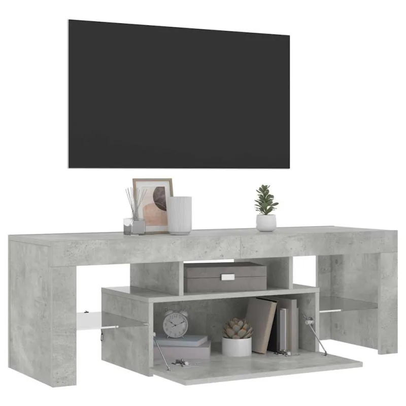 TV spintelė su LED apšvietimu, betono pilka, 120x35x40cm