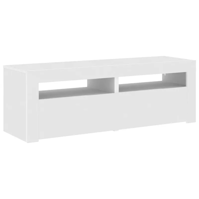 TV spintelė su LED apšvietimu, balta spalva, 120x35x40 cm