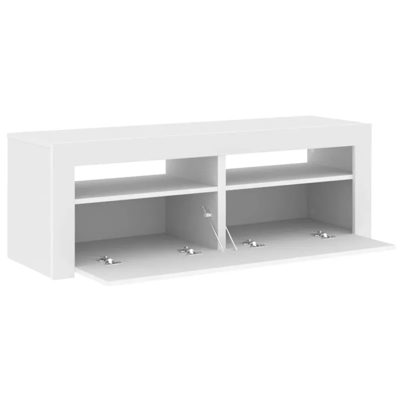 TV spintelė su LED apšvietimu, balta spalva, 120x35x40 cm