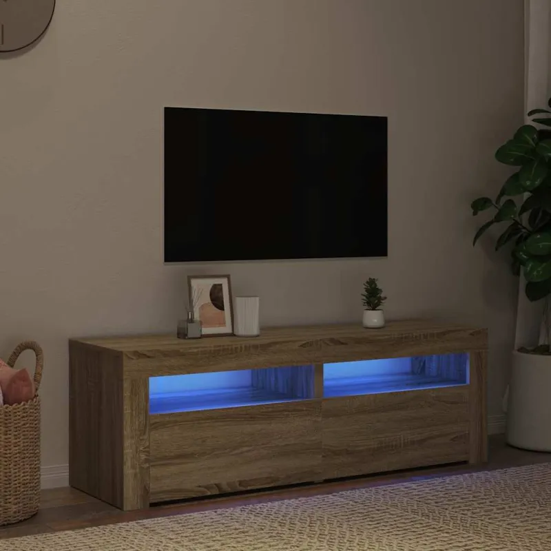 TV spintelė su LED, sonoma ąžuolo, 120x35x40 cm