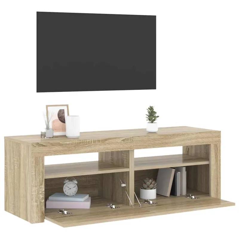 TV spintelė su LED, sonoma ąžuolo, 120x35x40 cm
