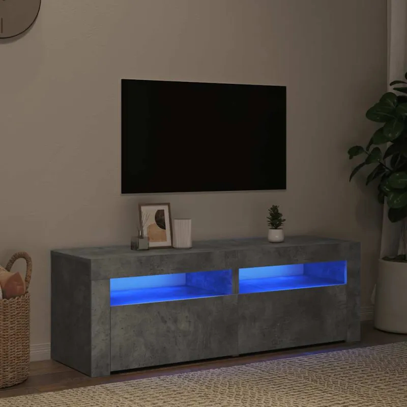 TV spintelė su LED apšvietimu, betono pilka, 120x35x40 cm