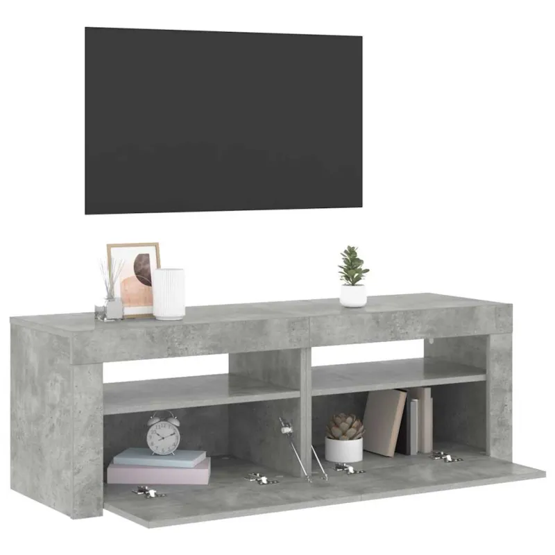 TV spintelė su LED apšvietimu, betono pilka, 120x35x40 cm