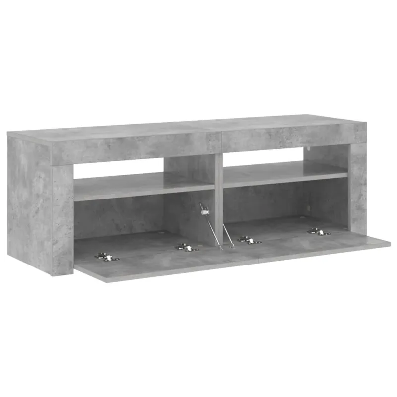 TV spintelė su LED apšvietimu, betono pilka, 120x35x40 cm