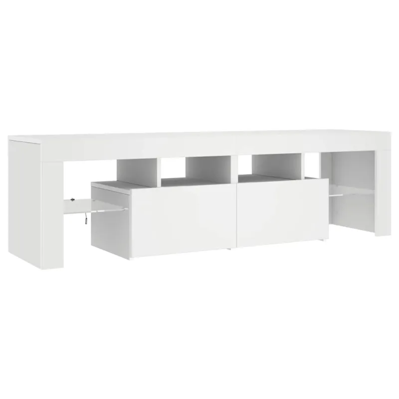 Televizoriaus spintelė su LED apšvietimu, balta, 140x36,5x40cm