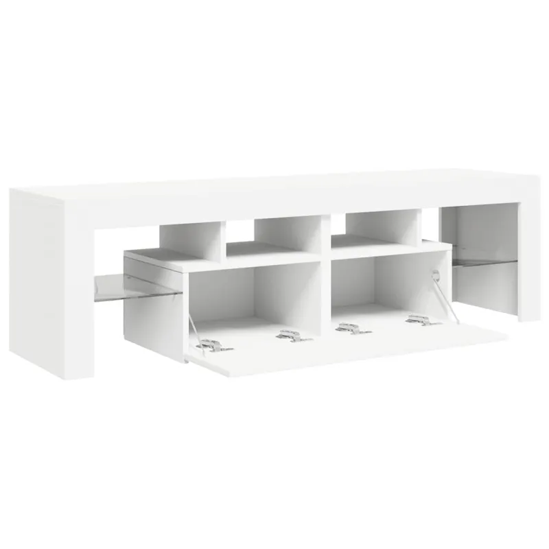Televizoriaus spintelė su LED apšvietimu, balta, 140x36,5x40cm