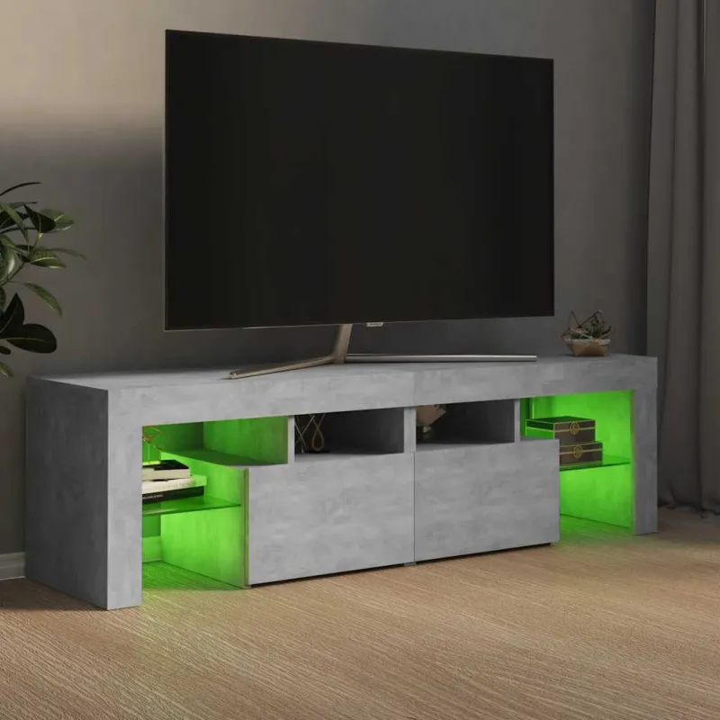 Televizoriaus spintelė su LED, betono pilka, 140x36,5x40cm
