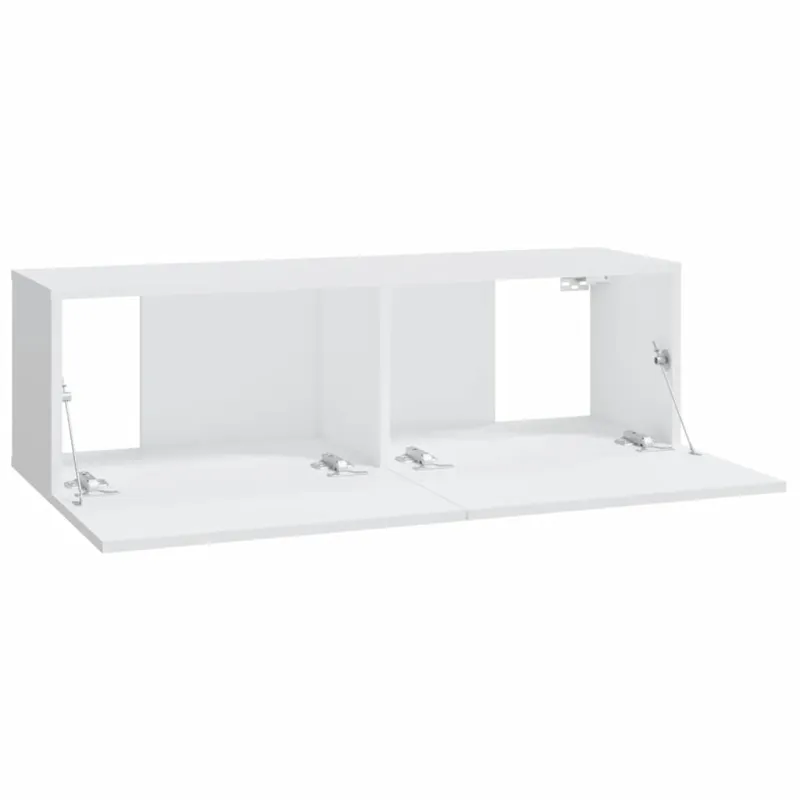 Sieninės TV spintelės, 2vnt., baltos, 100x30x30cm, mediena