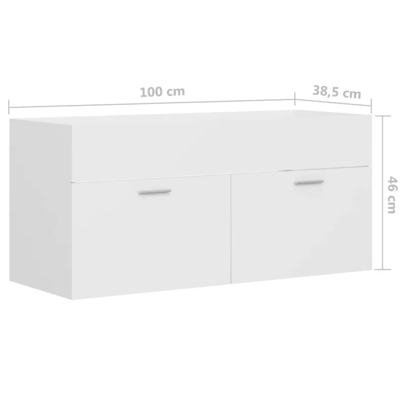 Spintelė praustuvui, balta, 100x38,5x46cm, apdirbta mediena