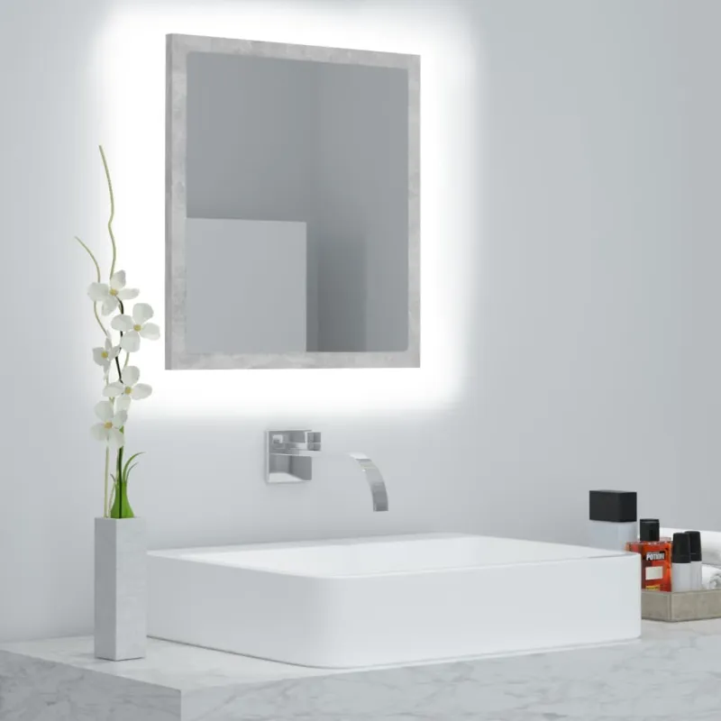 Vonios kambario LED veidrodis, betono, 40x8,5x37cm, akrilas