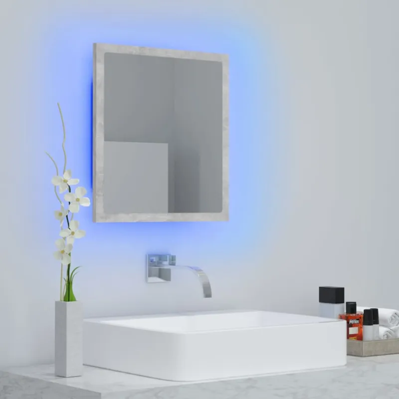 Vonios kambario LED veidrodis, betono, 40x8,5x37cm, akrilas