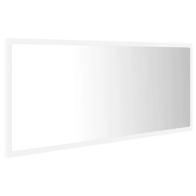 Vonios kambario LED veidrodis, baltas, 100x8,5x37cm, akrilas
