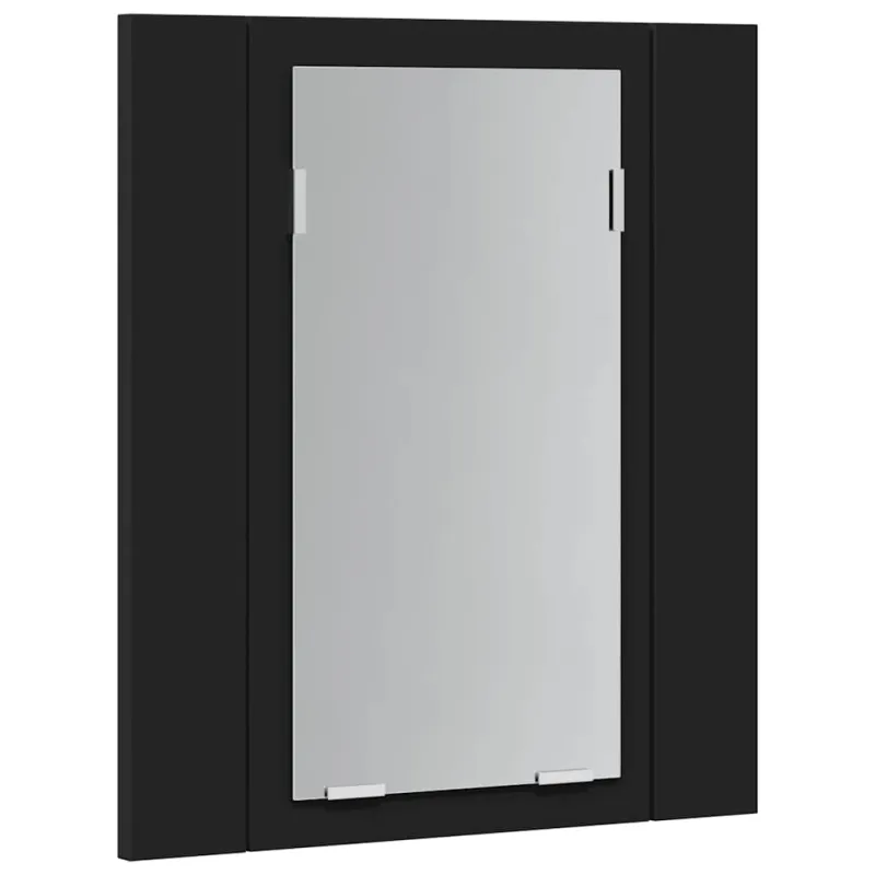 Veidrodinė vonios spintelė su LED, juoda, 40x12x45cm, akrilas