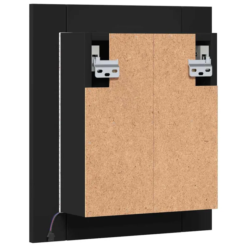 Veidrodinė vonios spintelė su LED, juoda, 40x12x45cm, akrilas