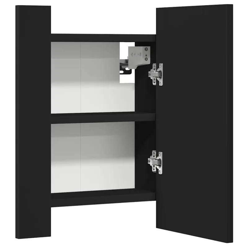 Veidrodinė vonios spintelė su LED, juoda, 40x12x45cm, akrilas