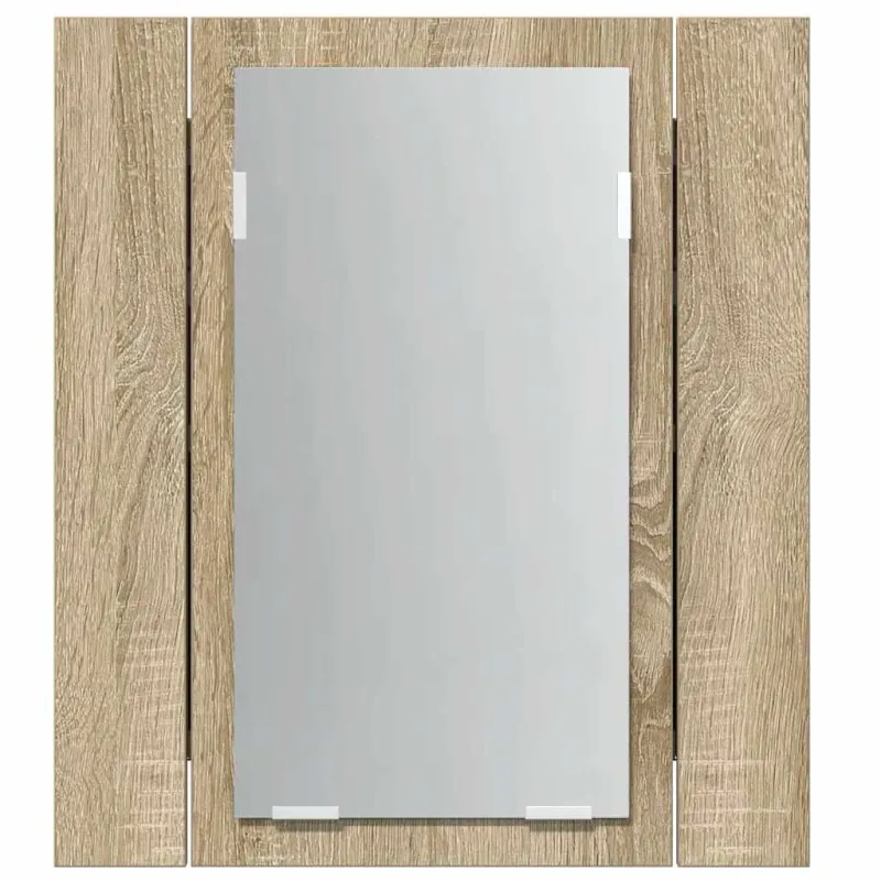 Veidrodinė vonios spintelė su LED, ąžuolo, 40x12x45cm, akrilas