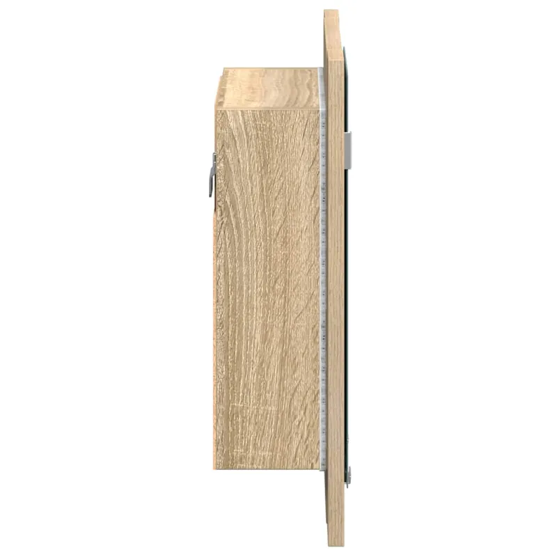 Veidrodinė vonios spintelė su LED, ąžuolo, 40x12x45cm, akrilas