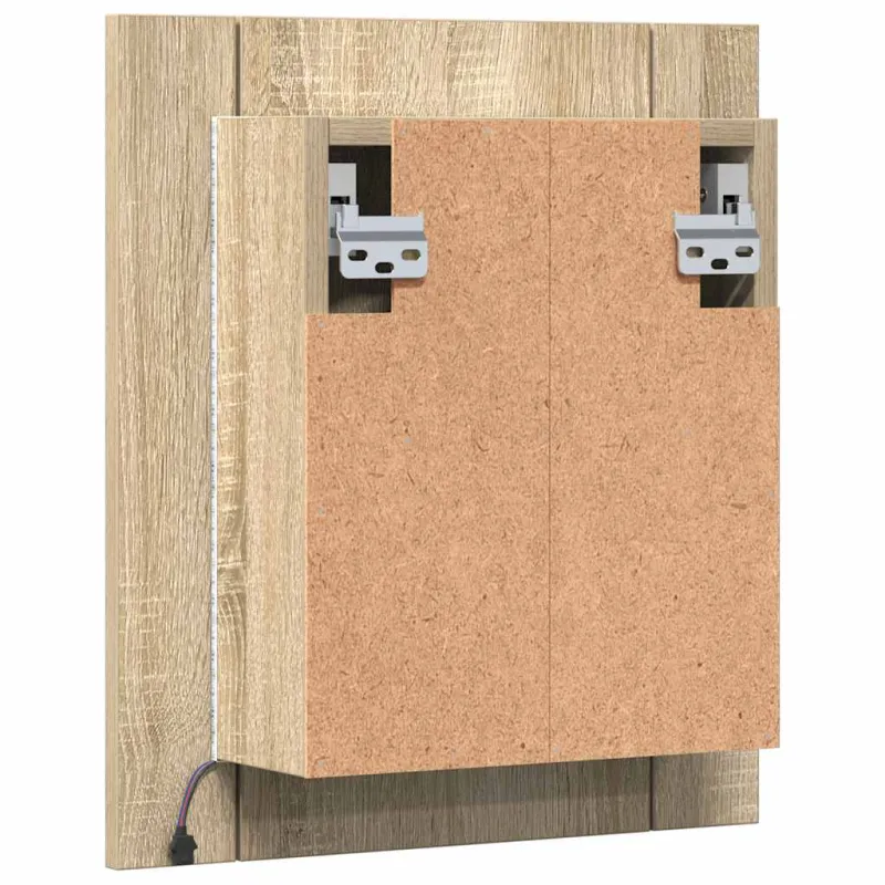 Veidrodinė vonios spintelė su LED, ąžuolo, 40x12x45cm, akrilas