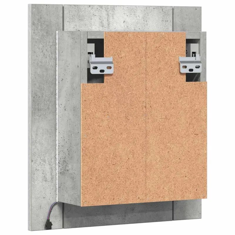 Veidrodinė vonios spintelė su LED, betono, 40x12x45cm, akrilas