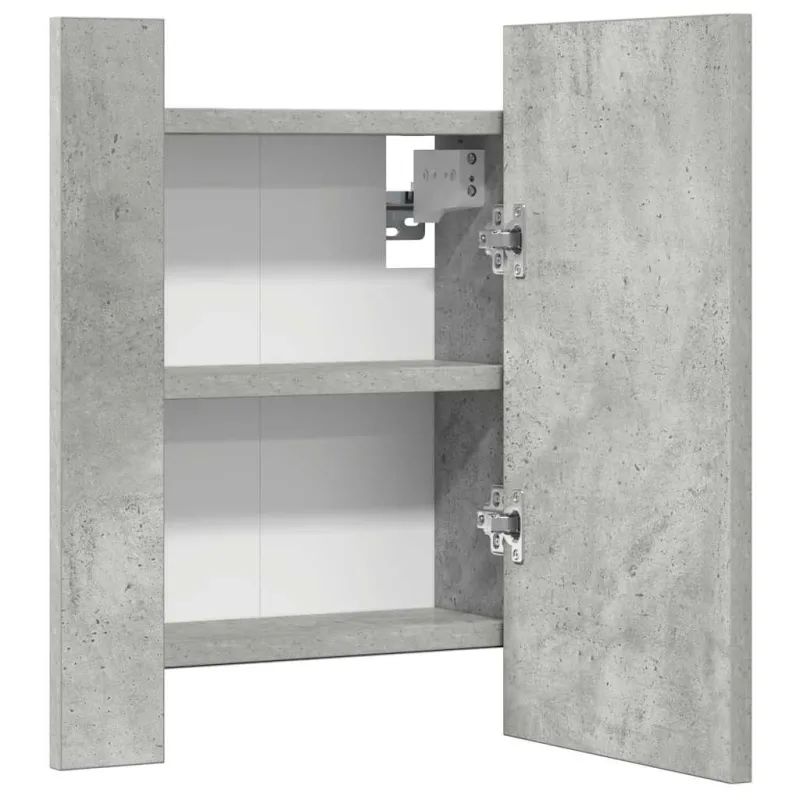 Veidrodinė vonios spintelė su LED, betono, 40x12x45cm, akrilas