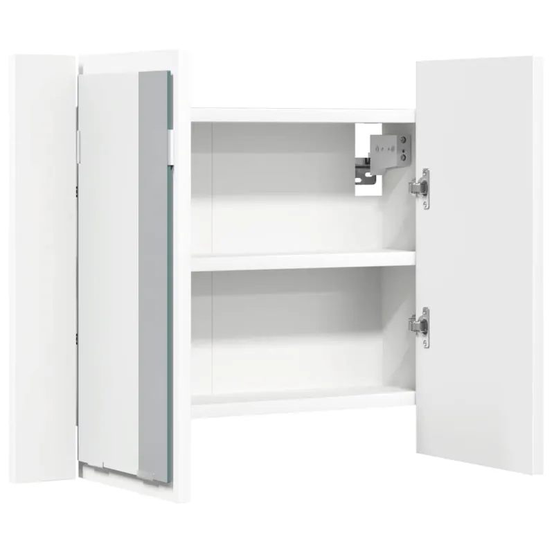 Veidrodinė vonios spintelė su LED, balta, 60x12x45cm, akrilas