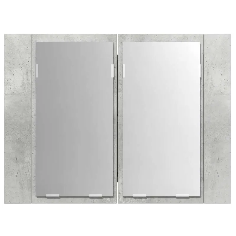 Veidrodinė vonios spintelė su LED, betono, 60x12x45cm, akrilas