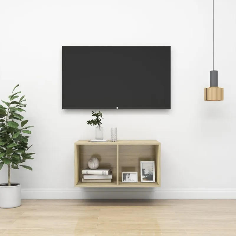 Prie sienos montuojama TV spintelė, ąžuolo, 37x37x72 cm, MDP