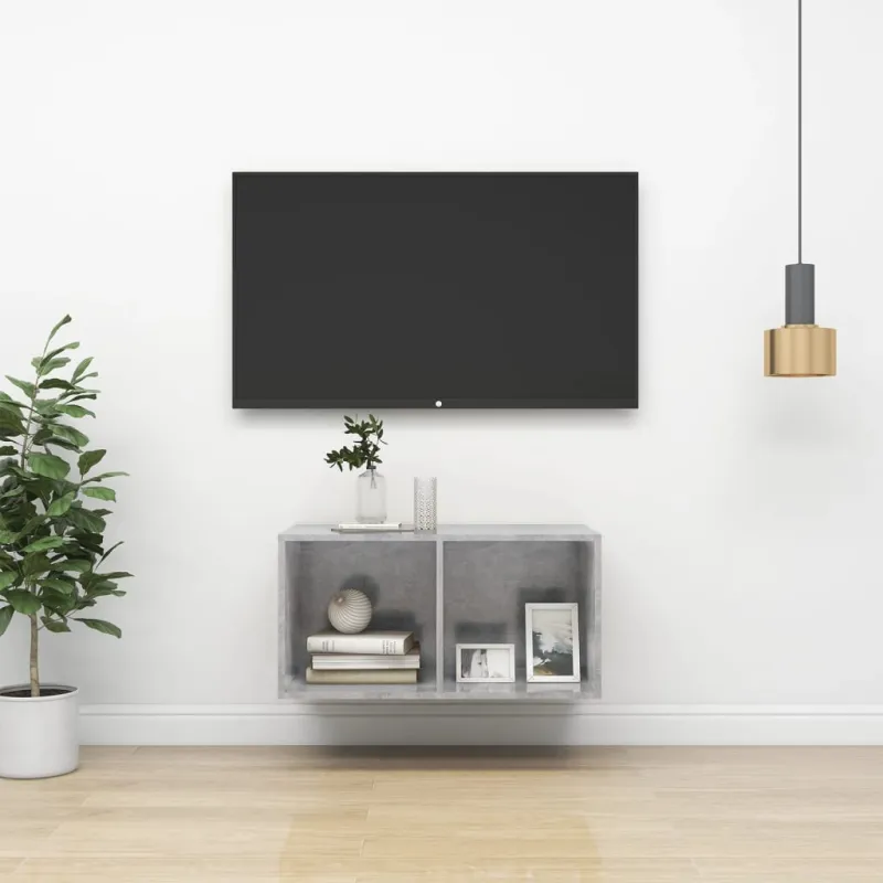 Prie sienos montuojama TV spintelė, betono, 37x37x72 cm, MDP
