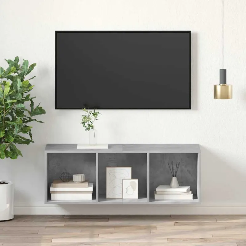 Prie sienos montuojama TV spintelė, betono, 37x37x107cm, MDP