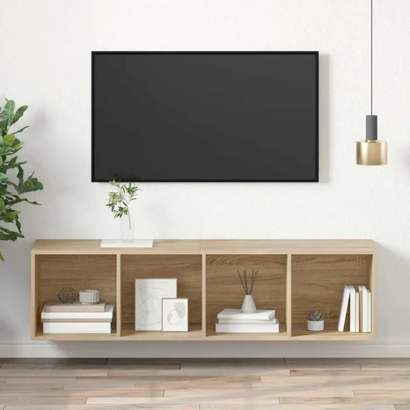 Sieninė TV spintelė, ąžuolo, 37x37x142,5cm, apdirbta mediena
