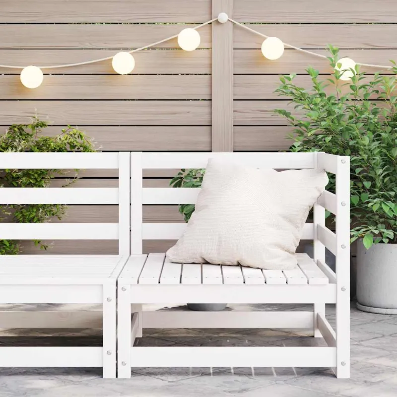 Kampinė sodo sofa, baltos spalvos, pušies medienos masyvas