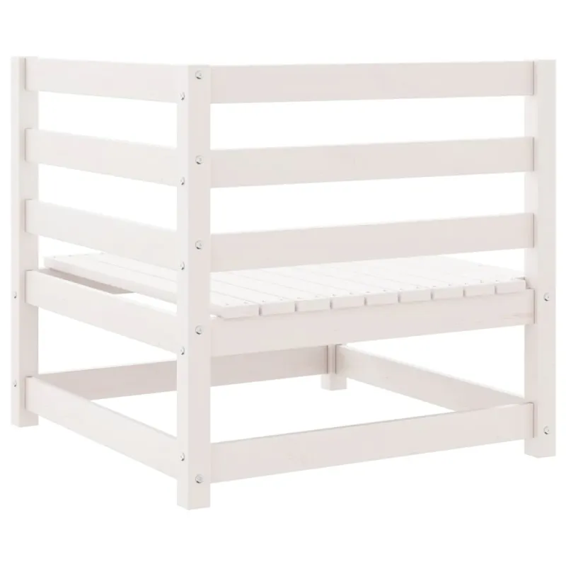 Kampinė sodo sofa, baltos spalvos, pušies medienos masyvas