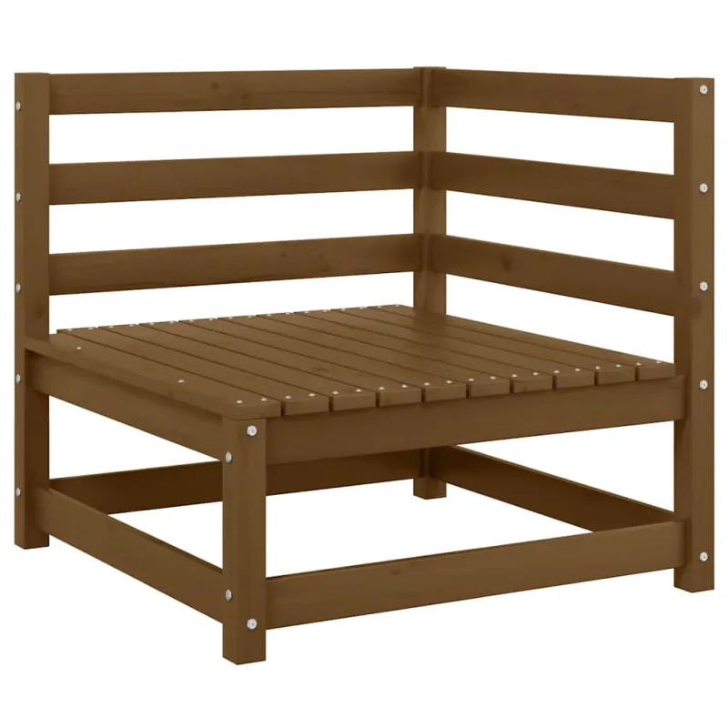 Kampinė sodo sofa su kreminėmis pagalvėlėmis, pušies masyvas