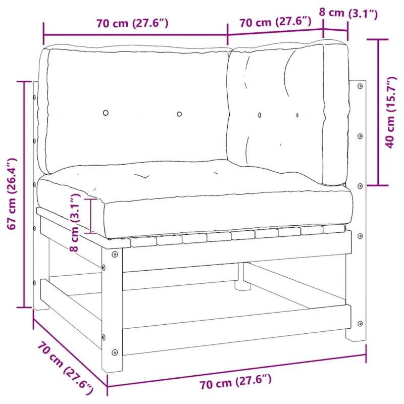 Dvivietė sodo sofa su pagalvėlėmis, balta, pušies masyvas